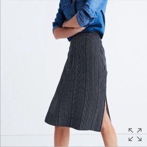 Madewell Black Pinstripe Midi Skirt